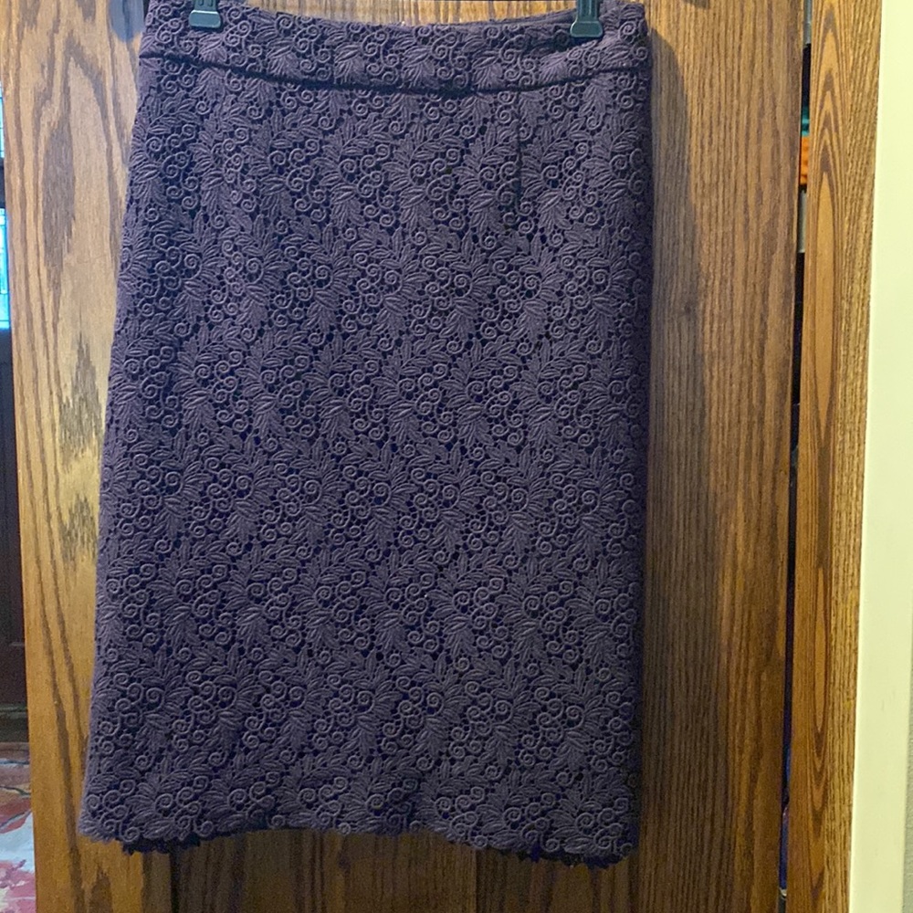 Talbots plum colored lace pencil skirt, size 14W